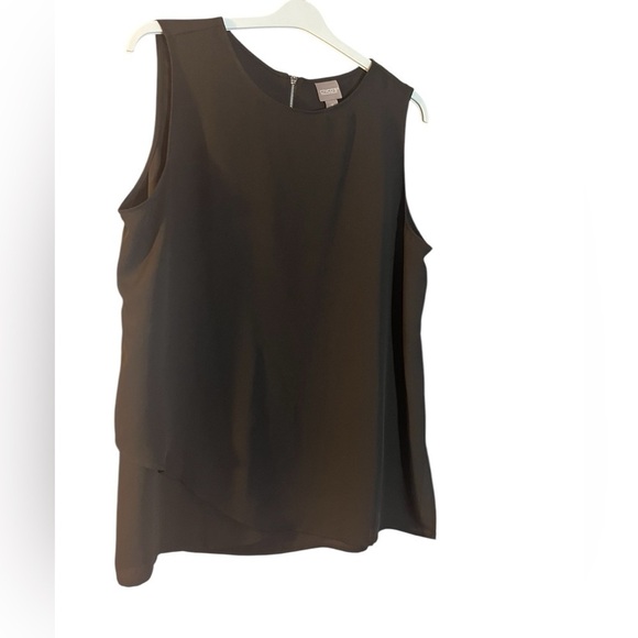 Chico's Black Tank layering staple blouse Tulip Hem silver zipper work career Lg - Picture 2 of 9